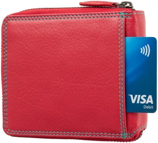 Червоний жіночий гаманець з натуральної шкіри з акцентним рядком Visconti Picasso 69286