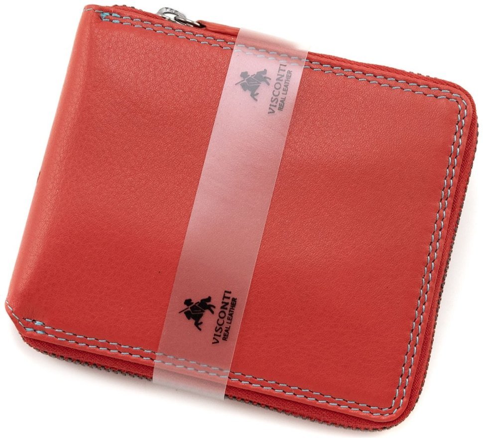 Червоний жіночий гаманець з натуральної шкіри з акцентним рядком Visconti Picasso 69286 modnotak фото №5