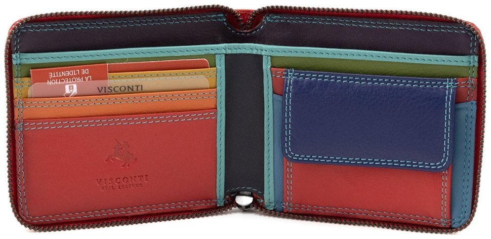 Червоний жіночий гаманець з натуральної шкіри з акцентним рядком Visconti Picasso 69286 modnotak фото №2