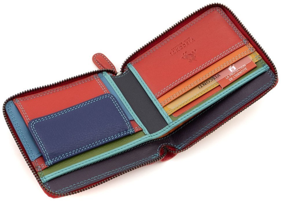 Червоний жіночий гаманець з натуральної шкіри з акцентним рядком Visconti Picasso 69286 modnotak фото №8