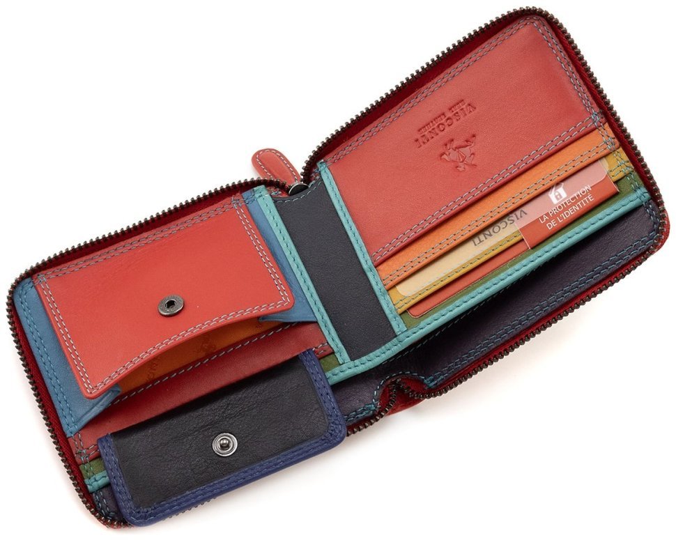 Червоний жіночий гаманець з натуральної шкіри з акцентним рядком Visconti Picasso 69286 modnotak фото №9