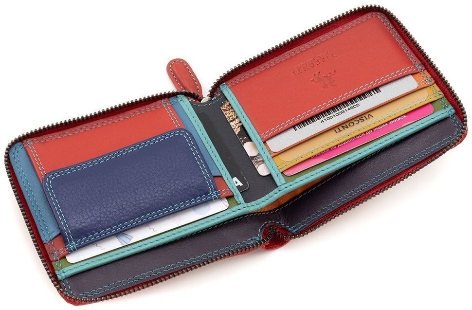 Червоний жіночий гаманець з натуральної шкіри з акцентним рядком Visconti Picasso 69286 modnotak фото №10