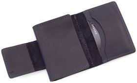 Маленькая визитница темно-синего из винтажной кожи Grande Pelle (15454)