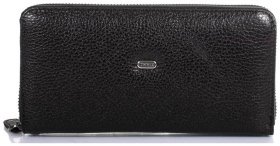 Горизонтальный женский кошелек из фактурной кожи черного цвета на молнии Desisan 79786