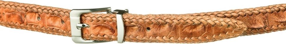 Брючный рыжий ремень из настоящей кожи крокодила CROCODILE LEATHER (024-18596)