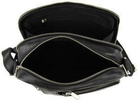 Шкіряна сумка планшет чорного кольору через плече Tavinchi 90787