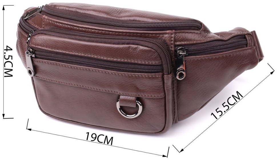 Кожаная бананка для мужчин в темно-коричневом цвете Vintage Style 91287 modnotak фото №3