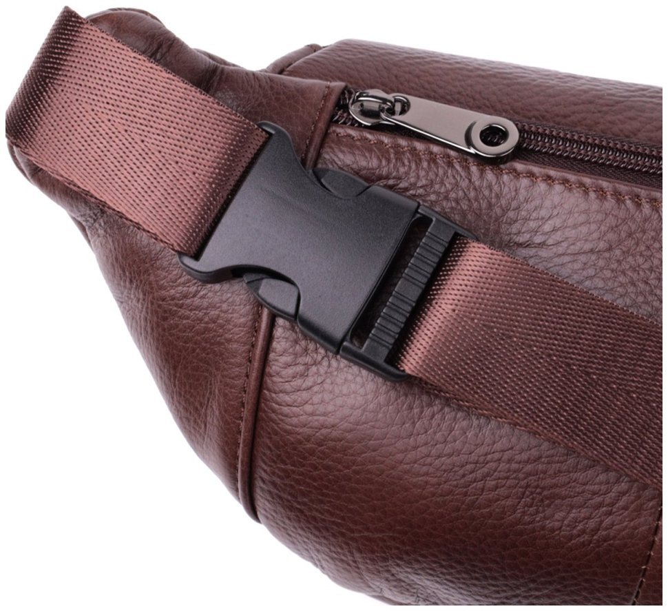 Кожаная бананка для мужчин в темно-коричневом цвете Vintage Style 91287 modnotak фото №5