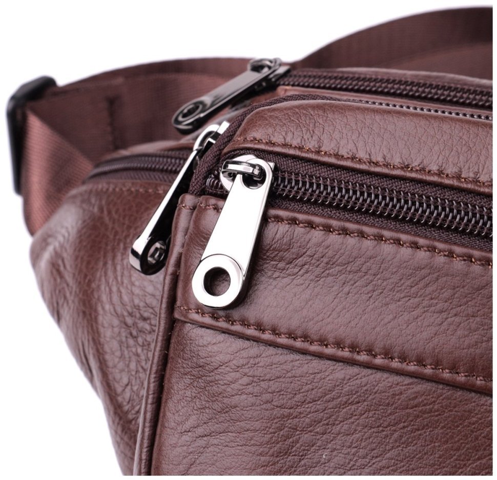 Кожаная бананка для мужчин в темно-коричневом цвете Vintage Style 91287 modnotak фото №6