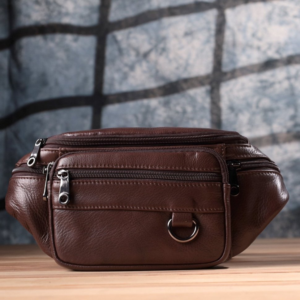 Кожаная бананка для мужчин в темно-коричневом цвете Vintage Style 91287 modnotak фото №8