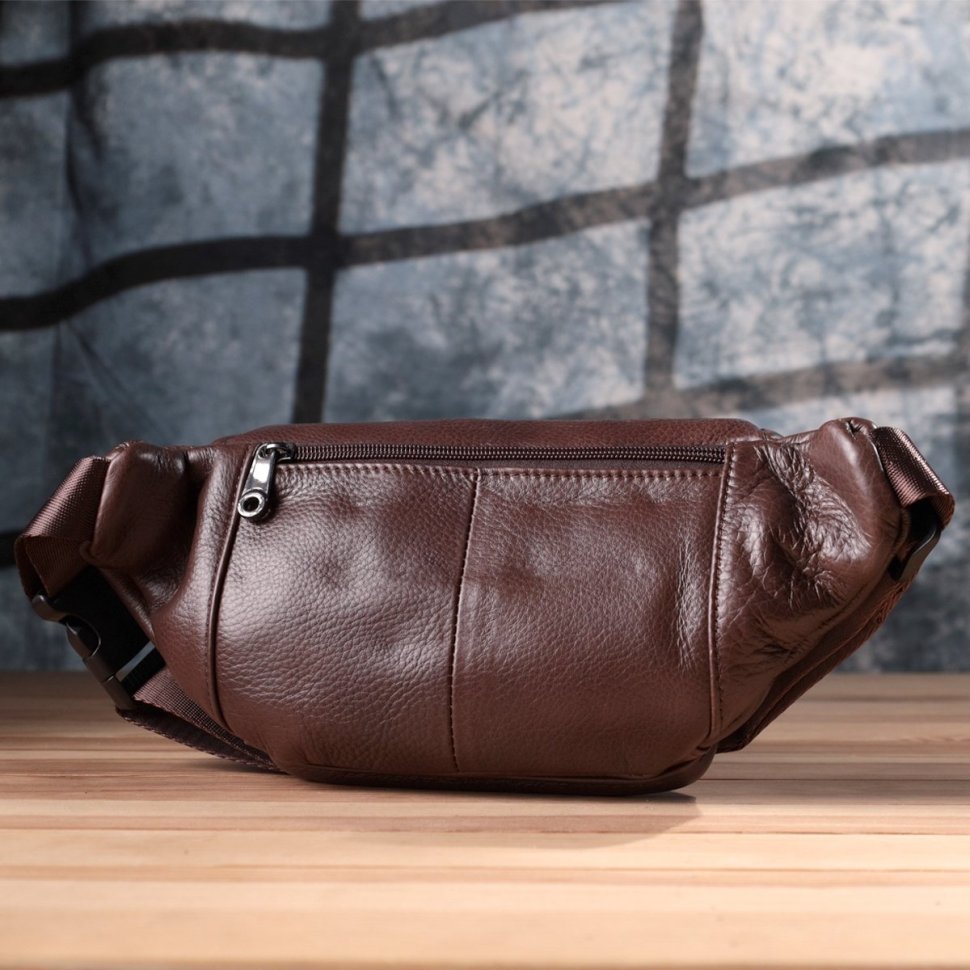 Кожаная бананка для мужчин в темно-коричневом цвете Vintage Style 91287 modnotak фото №9