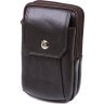 Маленька чоловіча сумка на пояс із натуральної шкіри темно-коричневого кольору Vintage (20481) - 1