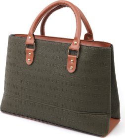 Деловая женская сумка из эко-кожи оливкового цвета Vintage (18716)