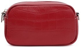 Небольшая красная женская сумка-кроссбоди из натуральной кожи под крокодила Keizer 71687