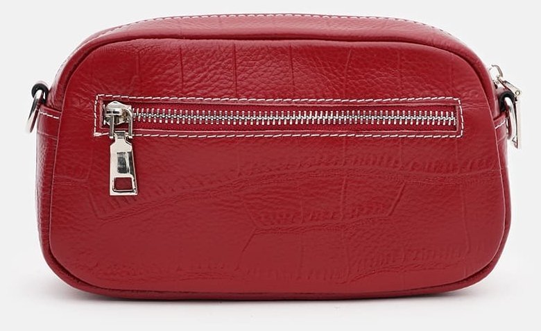 Небольшая красная женская сумка-кроссбоди из натуральной кожи под крокодила Keizer 71687