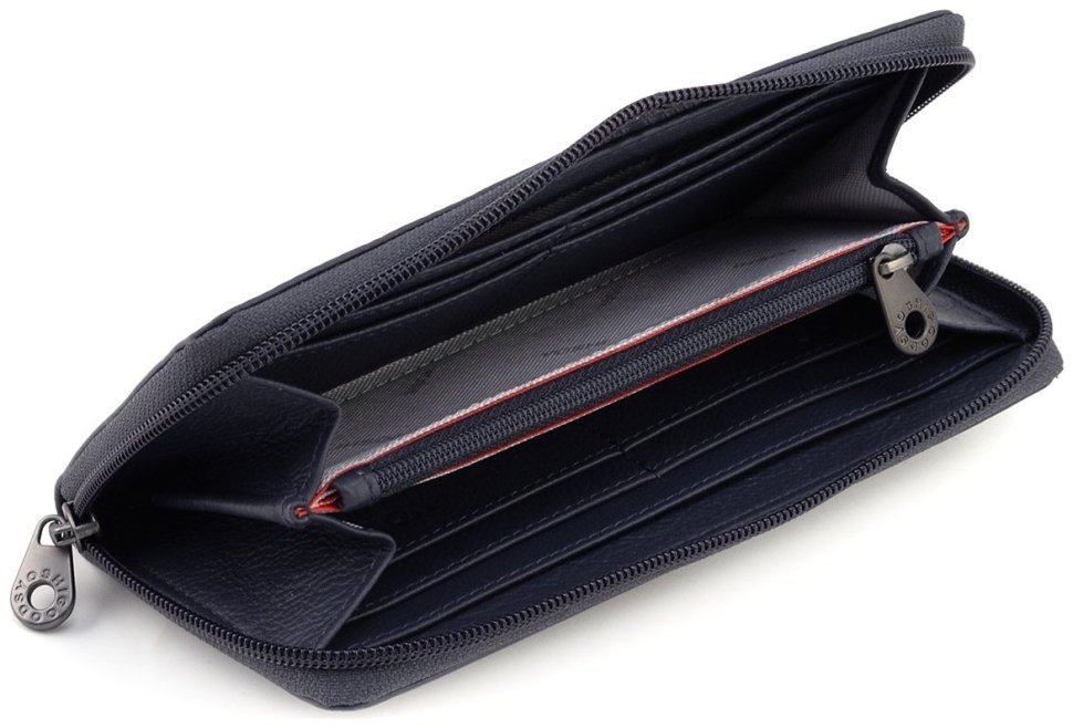 Удобный женский кошелек из натуральной кожи темно-синего цвета на молнии Yoshi Baxter Navy (Великобритания) 91787 modnotak фото №5