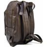 Чоловічий коричневий рюкзак із натуральної шкіри з широкими шлейками TARWA (19929) - 4