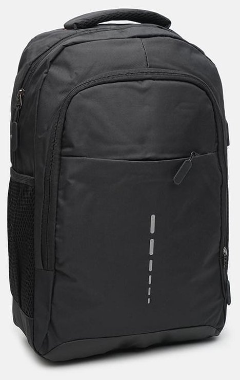 Чорний чоловічий текстильний рюкзак із відсіком під ноутбук Monsen 72287
