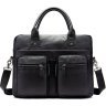 Классическая черная деловая сумка с карманом для ноутбука VINTAGE STYLE (14771) - 1