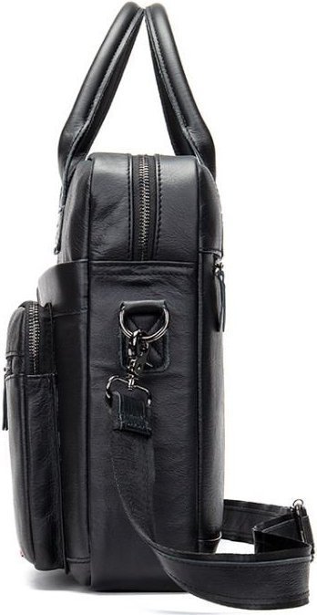 Классическая черная деловая сумка с карманом для ноутбука VINTAGE STYLE (14771)