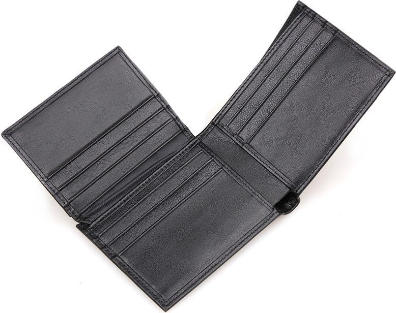 Маленький чоловічий гаманець чорного кольору з натуральної шкіри Vintage (14449)