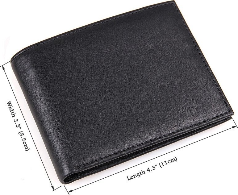 Маленький мужской кошелек черного цвета из натуральной кожи Vintage (14449)