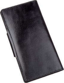 Черный вертикальный купюрник из гладкой кожи на кнопке SHVIGEL (2416173)