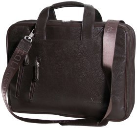 Коричневая сумка для ноутбука 15.6″ из натуральной зернистой кожи Vip Collection 102487