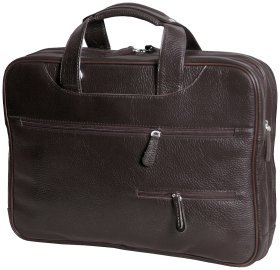 Коричневая сумка для ноутбука 15.6″ из натуральной зернистой кожи Vip Collection 102487