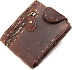 Тонке чоловіче портмоне з вінтажній шкіри коричневого кольору Vintage (20239)