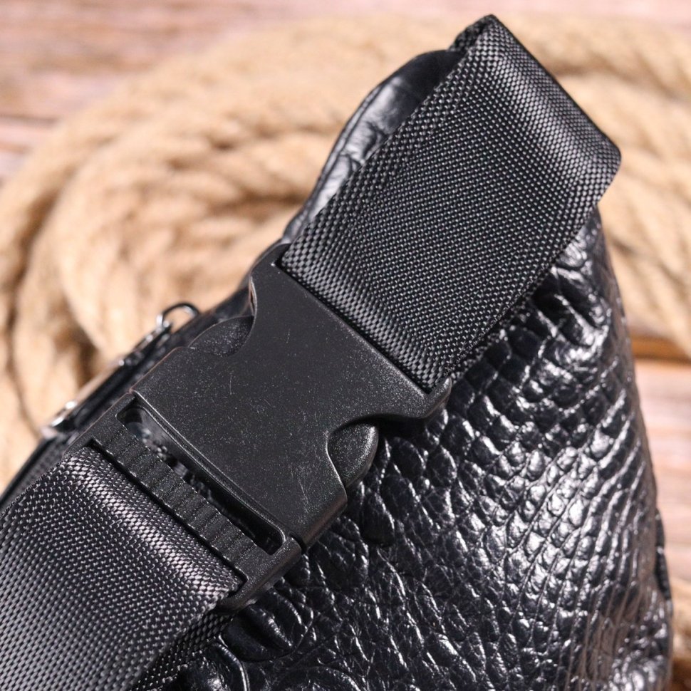 Стильная мужская поясная сумка из натуральной кожи под крокодила Vintage (2421297)