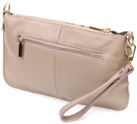 Шкіряна жіноча сумка-клатч з двома ременями Vintage 22643 Бежева