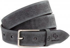 Серый кожаный ремень с классической пряжкой Grande Pelle (31248)