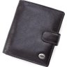Черное мужское портмоне из гладкой кожи с хлястиком на кнопке ST Leather (21523) - 1