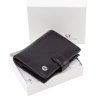 Черное мужское портмоне из гладкой кожи с хлястиком на кнопке ST Leather (21523) - 6