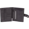 Черное мужское портмоне из гладкой кожи с хлястиком на кнопке ST Leather (21523) - 2