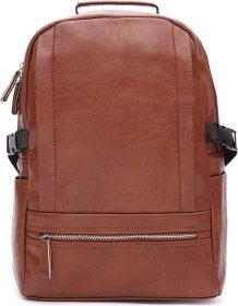 Чоловічий рюкзак коричневого кольору з еко-шкіри з відділом під ноутбук Monsen (22142)