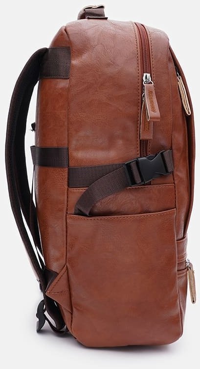 Мужской рюкзак коричневого цвета из эко-кожи с отделом под ноутбук Monsen (22142)