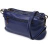Средняя женская сумка на три отделения из натуральной кожи синего цвета Vintage (2422137) - 2