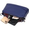 Середня жіноча сумка на три відділення з натуральної шкіри синього кольору Vintage (2422137) - 6