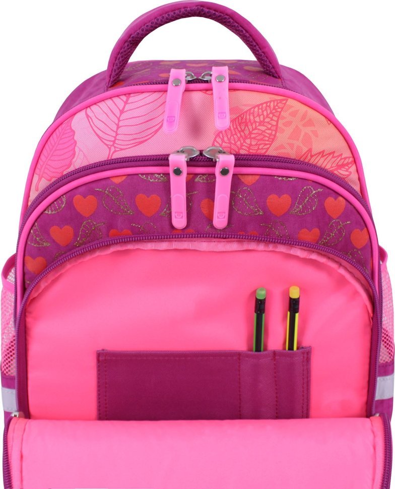 Малиновый школьный рюкзак из текстиля для девочек Bagland (53687)
