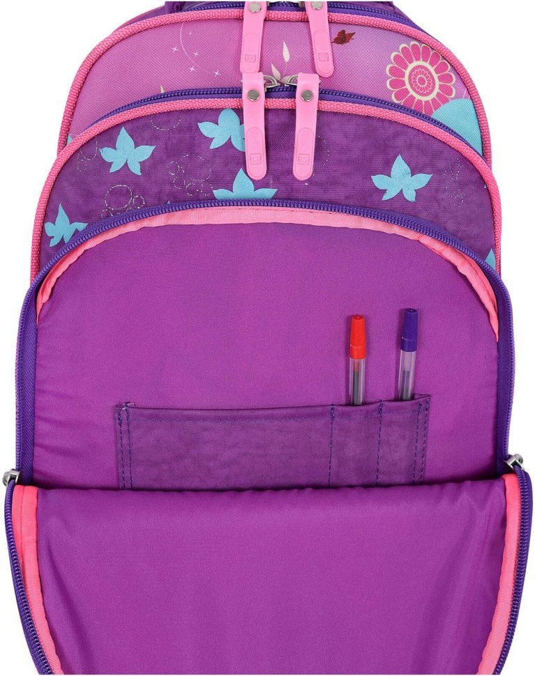 Малиновый школьный рюкзак из текстиля для девочек Bagland (53687)