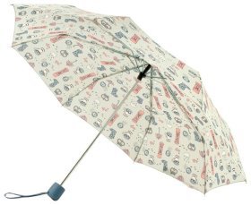 Зонт женский Fulton Stowaway-24 G701 London Day Out (механика, складной, серый с принтом Лондона) 93887