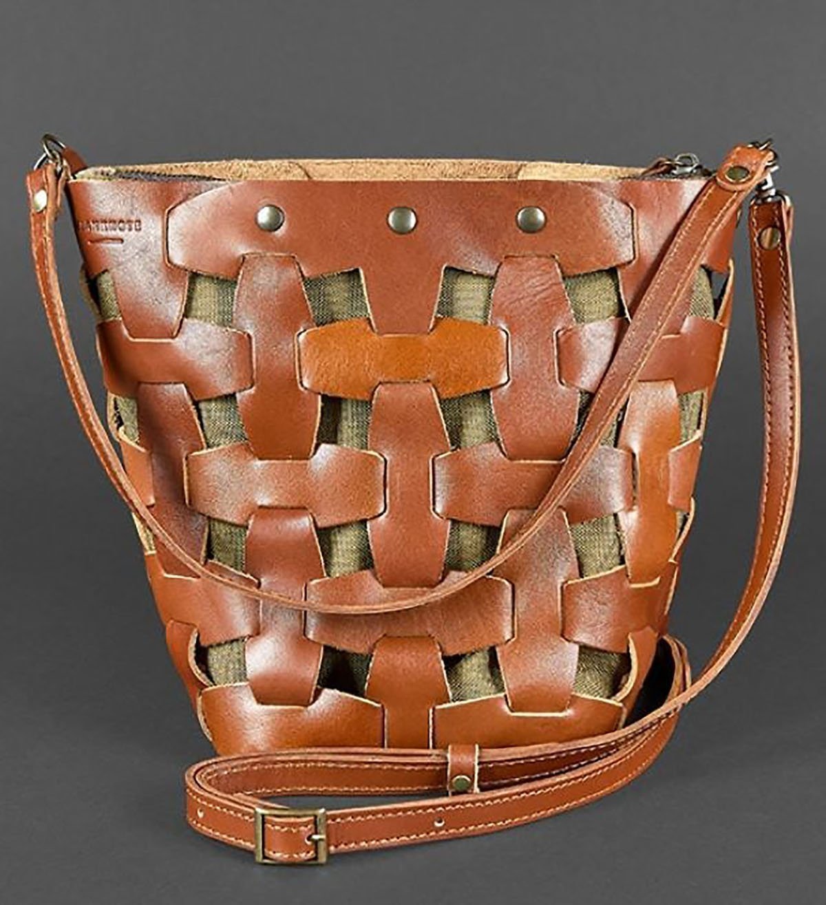 Светло-коричневая сумка из натуральной кожи на плечо BlankNote Пазл M (12761)