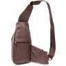 Чоловіча сумка-слінг сіро-коричневого кольору з натуральної шкіри Vintage (20402) - 2