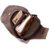 Мужская сумка-слинг серо-коричневого цвета из натуральной кожи Vintage (20402)  - 4