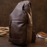 Мужская сумка-слинг серо-коричневого цвета из натуральной кожи Vintage (20402)  - 6