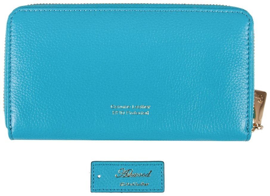 Большой женский кошелек из натуральной фактурной кожи голубого цвета Ashwood J54 94187 modnotak фото №2