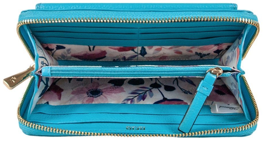 Большой женский кошелек из натуральной фактурной кожи голубого цвета Ashwood J54 94187 modnotak фото №5