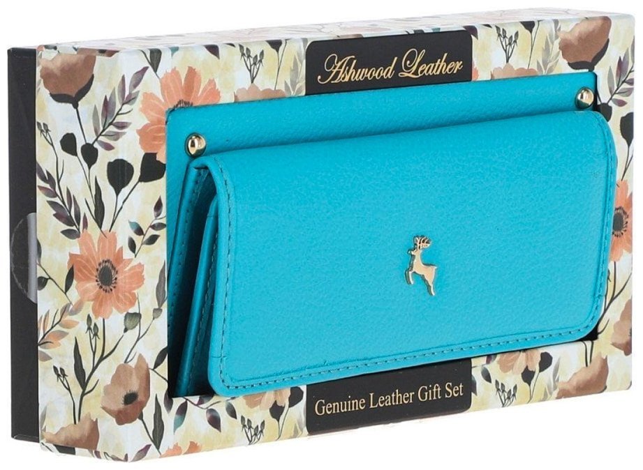 Большой женский кошелек из натуральной фактурной кожи голубого цвета Ashwood J54 94187 modnotak фото №12